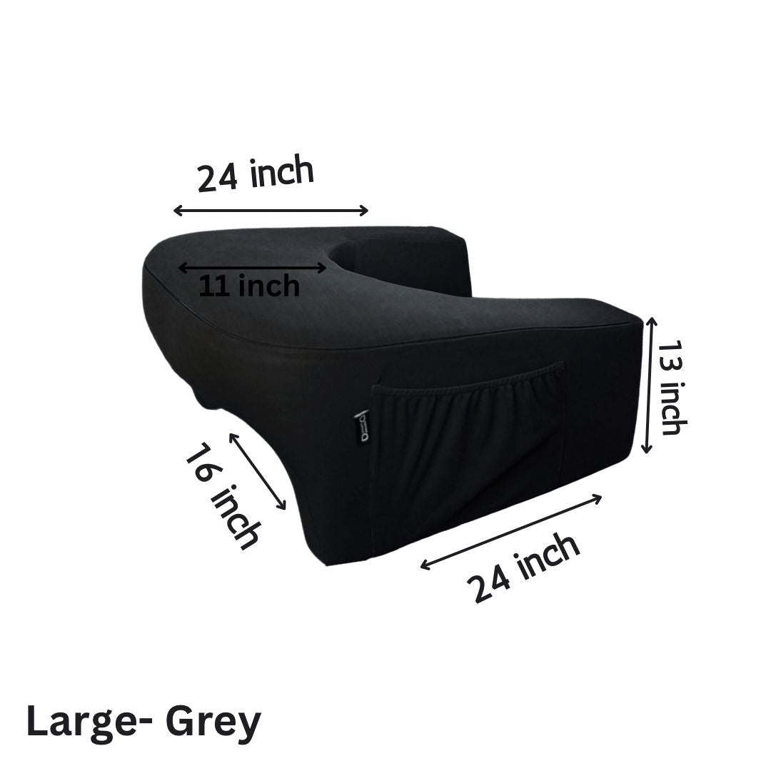 Happy elbows Large Black Lap Desk Pillow - (For Waist size upto 42 Inch)