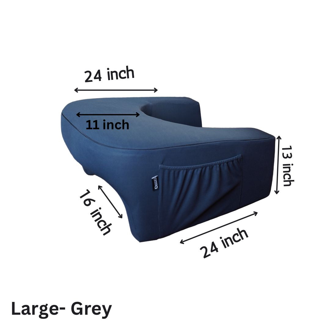 Happy elbows Large Grey Lap Desk Pillow - (For Waist size upto 42 Inch)
